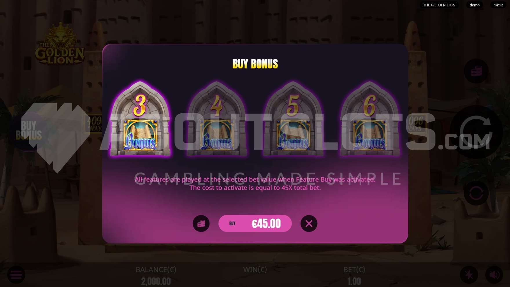 You can choose the amount of Scatter Symbols to help you trigger a bonus game through the Feature Buy