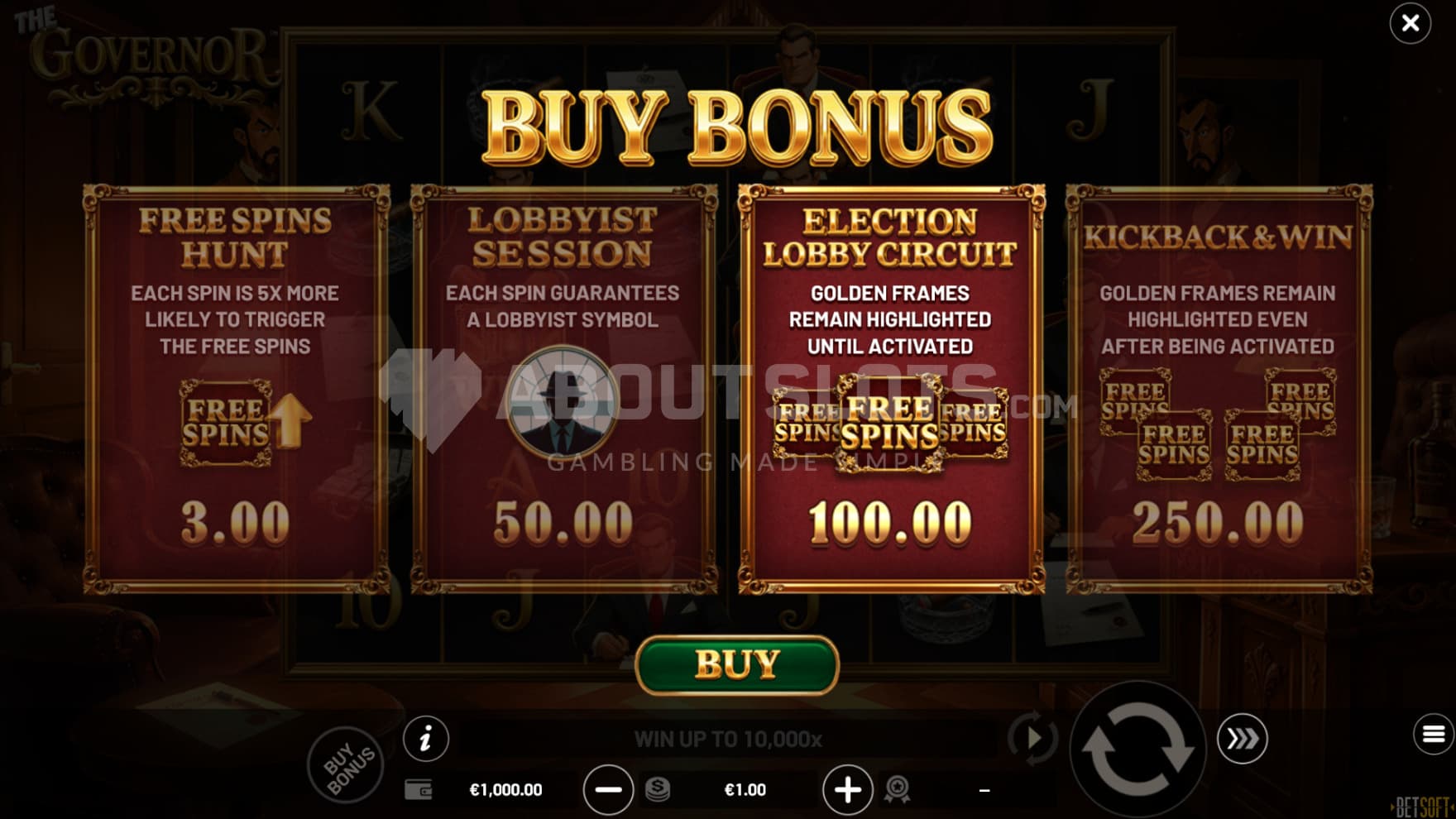 There are 4 types of Feature Buy options to choose from