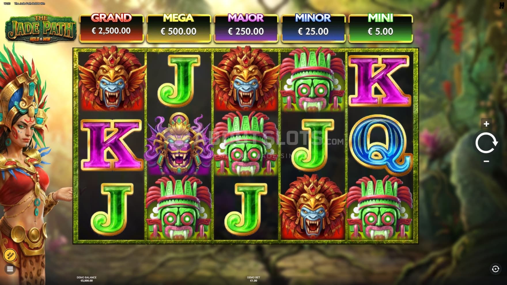 The Queen stands at the ready next to the playing grid as you spin