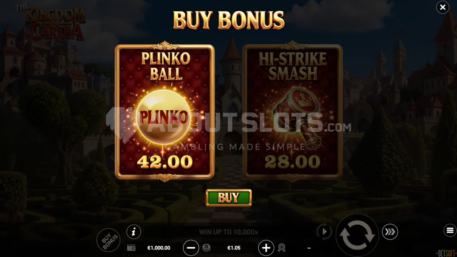 Through the Feature Buy you can instantly trigger one of two bonus games