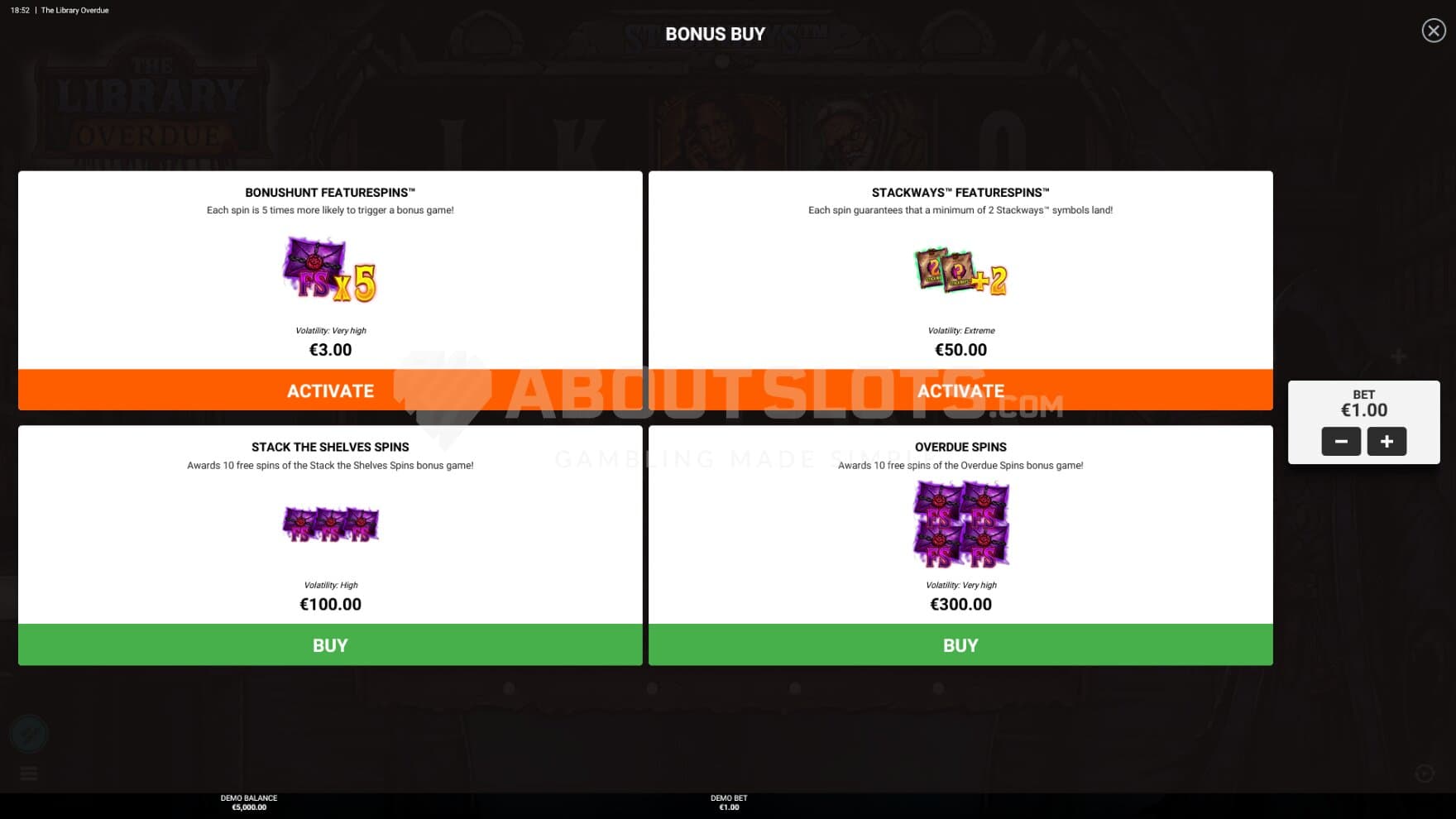 There are 4 options to choose from when it comes to Feature Buy