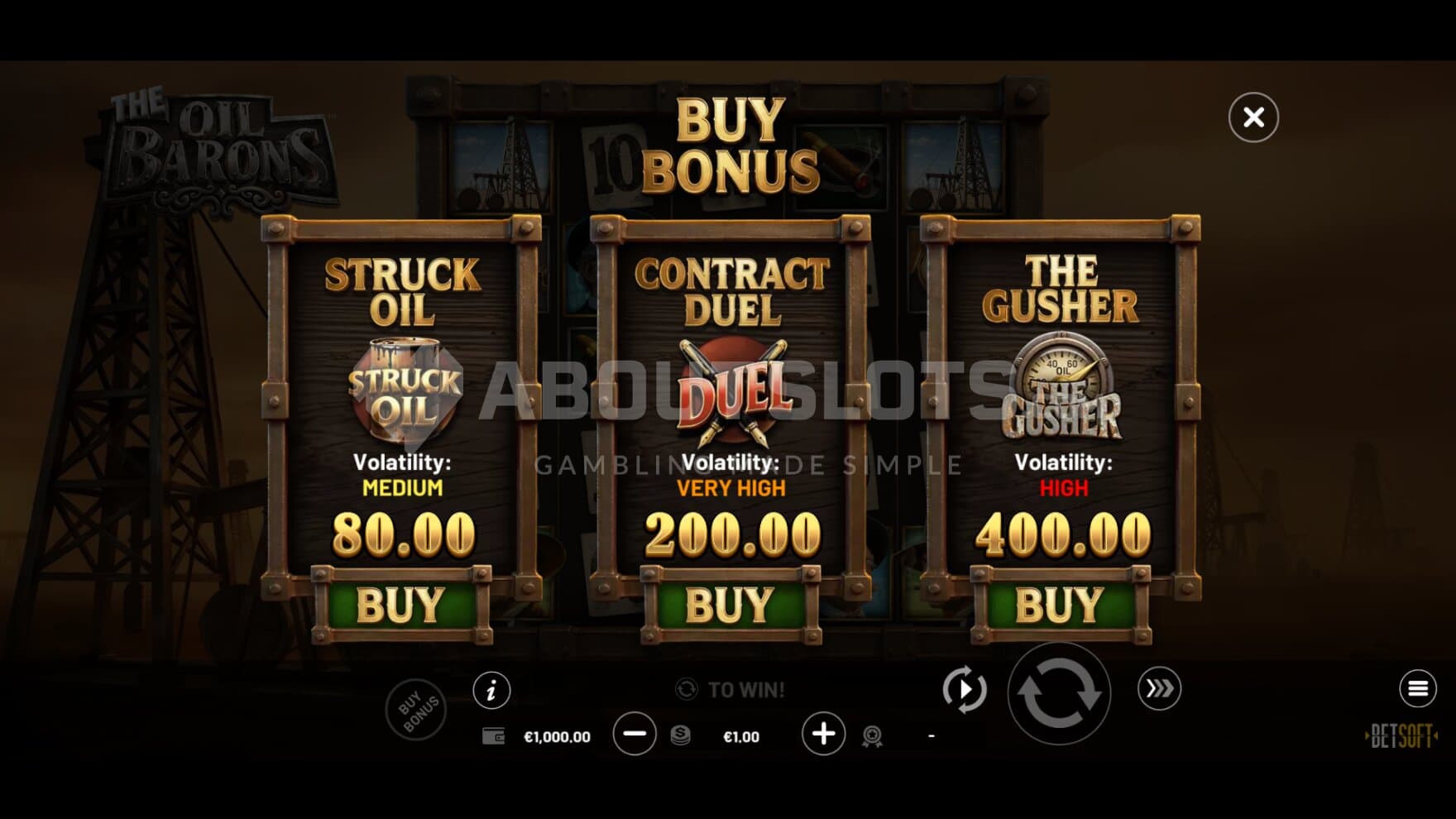 There is one Feature Buy option per bonus game