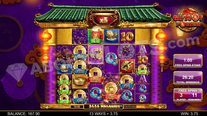 A win of 26.20 on the third of 11 free spins.