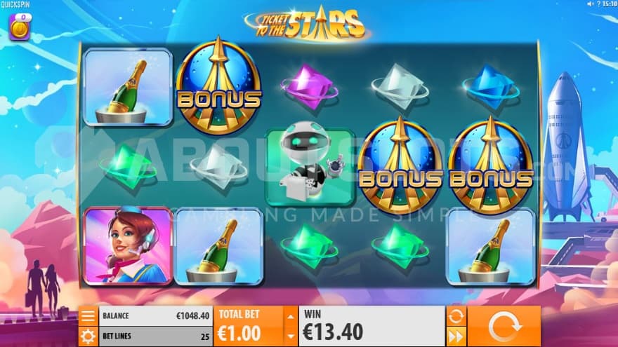 The base game playing grid with a spaceship in the background