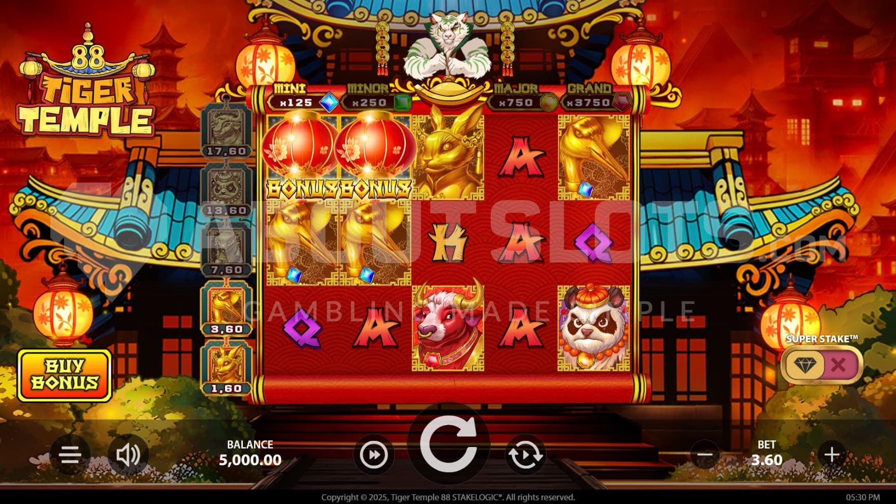 The Mini Jackpot is activated thanks to the Golden Symbols