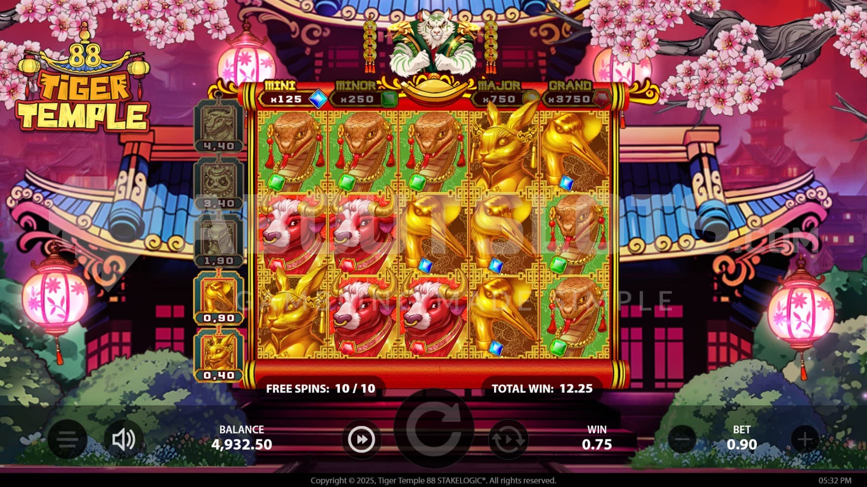 The reels are filled with high-paying symbols during the Free Spins