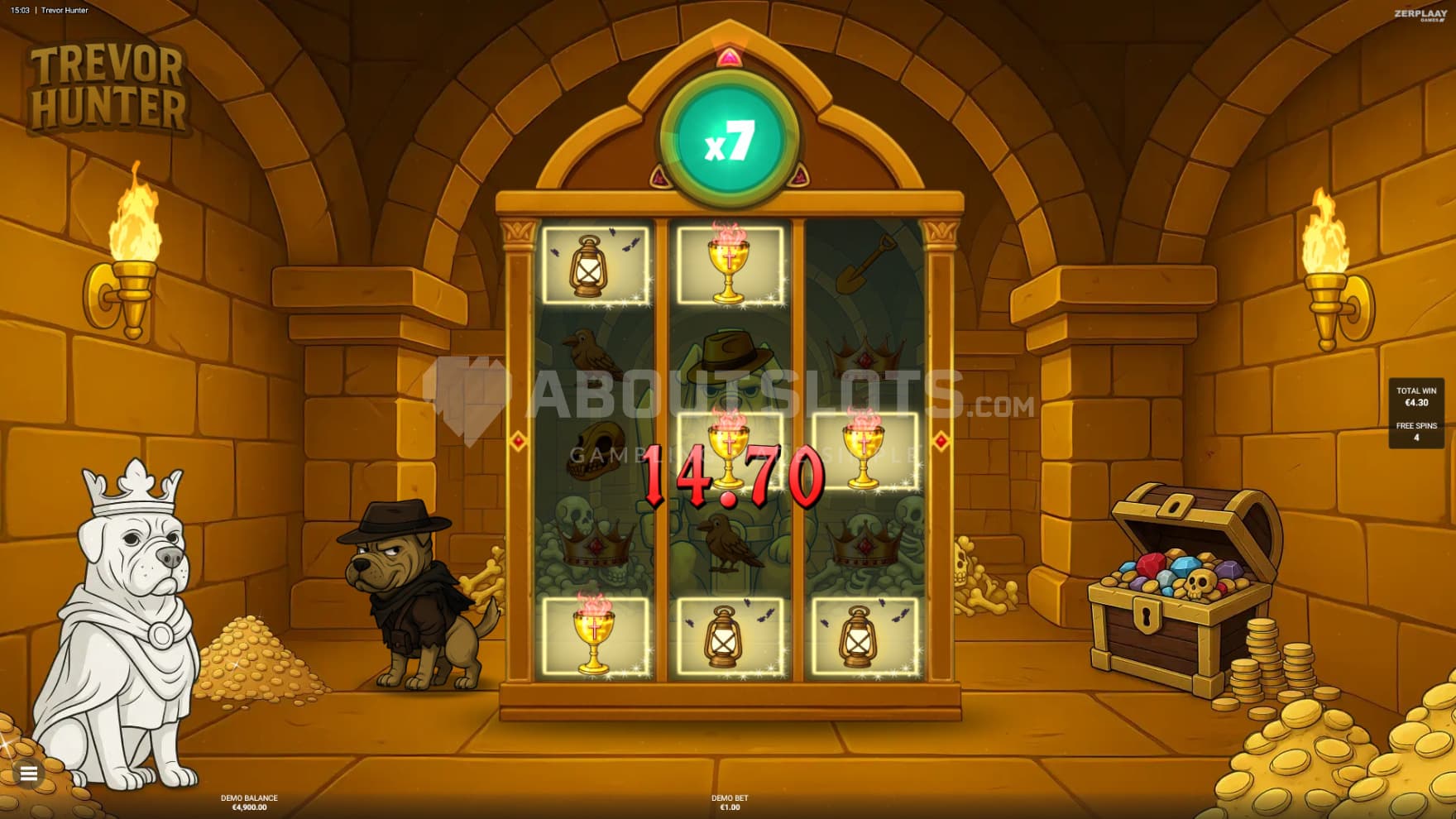 The level 3 Free Spins is set underground in a final resting place filled with golds
