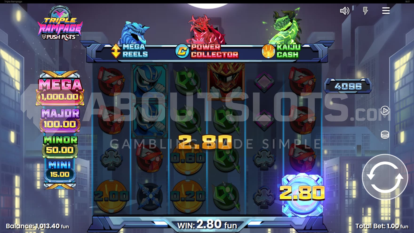 Collect Symbols and Cash Prizes on the grid at the same time lead to a payout