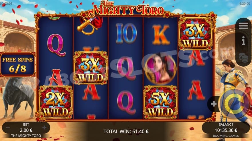 An image of the free spins feature with 4 sticky wilds