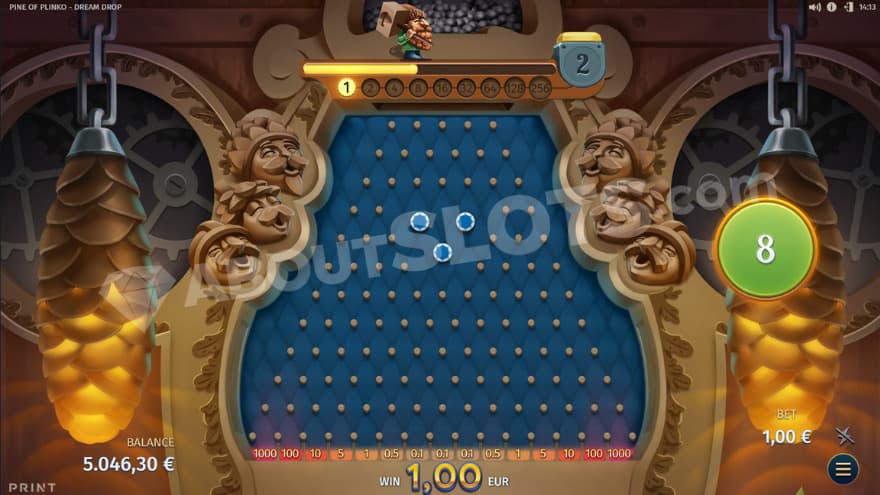 The beginning of the Plinko bonus is being showed.
