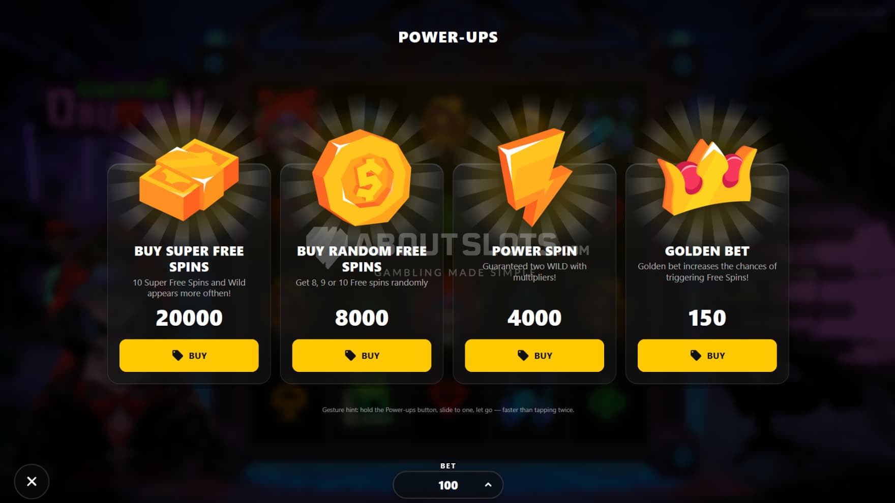 There are 4 different Feature Buy options to choose from