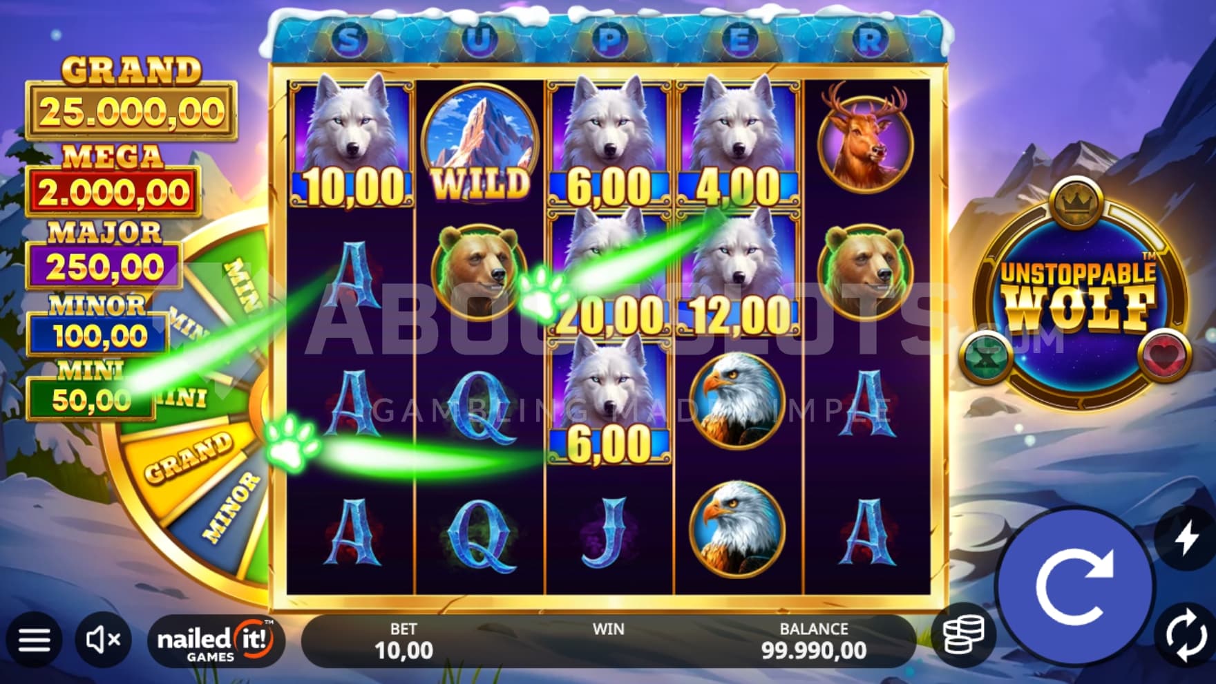 Wolf Symbol pays reel 3 and 4