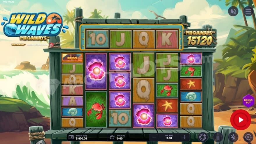 Base game where you can see a beach in the background with a big wave incoming.