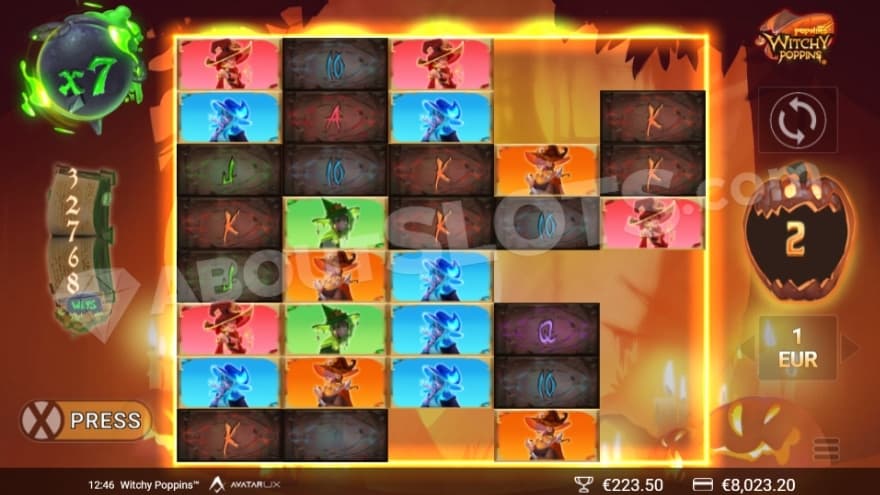 A screenshot from the free spins view