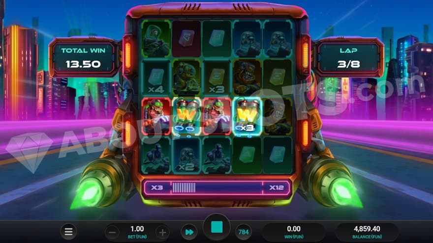 A win on four reels on the third spin in the Free Spins.