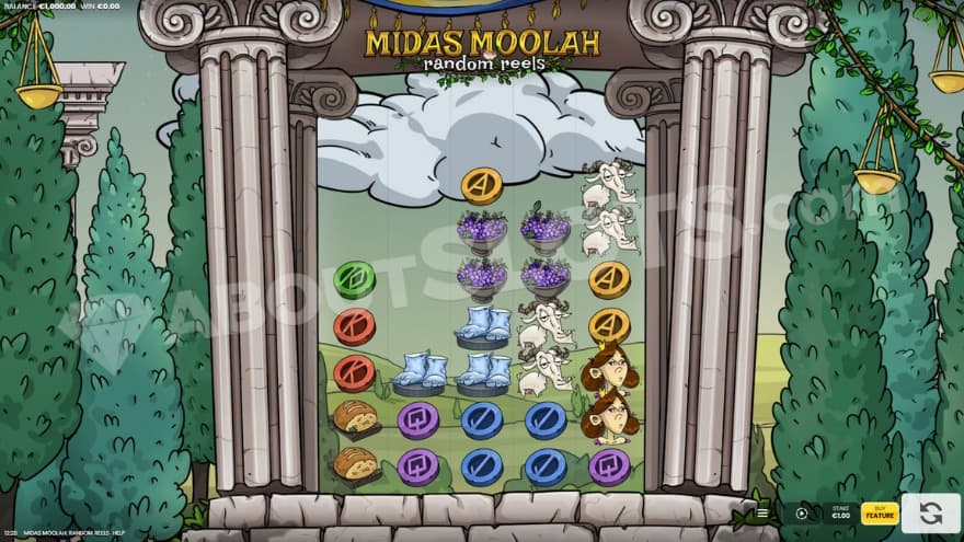 A casino slot with 5 reels and 9 rows.