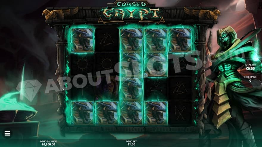 Wrath of Sobek feature with the cursed reels being active.