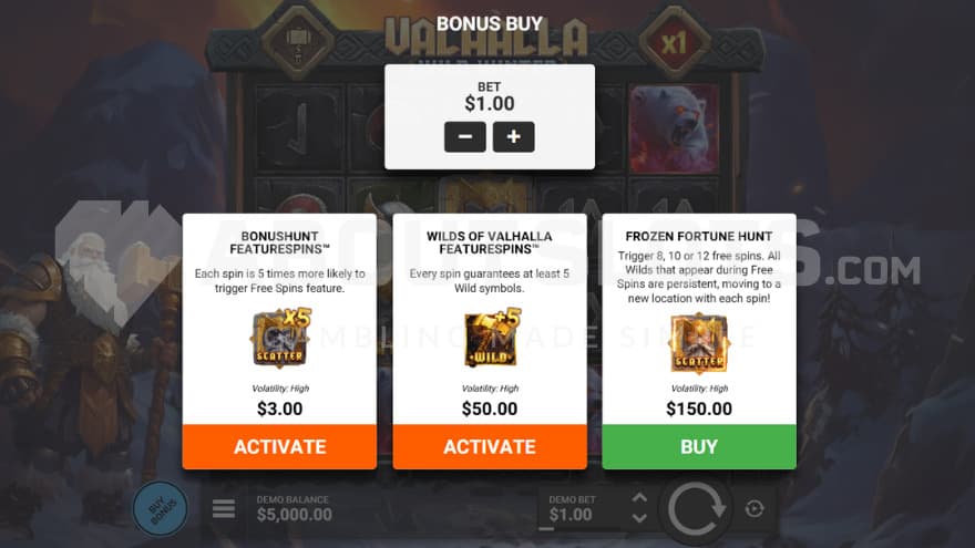 3 options Bonus Buy