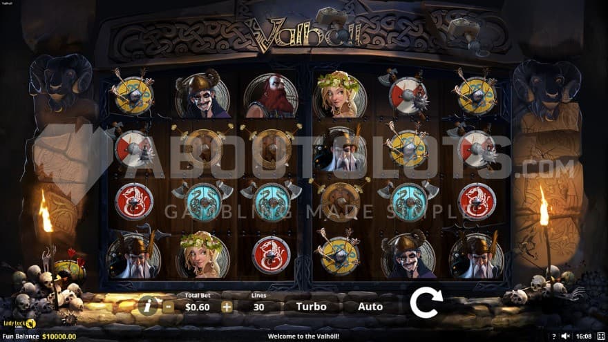 The playing grid is built into a massive gate that opens up towards Valhalla