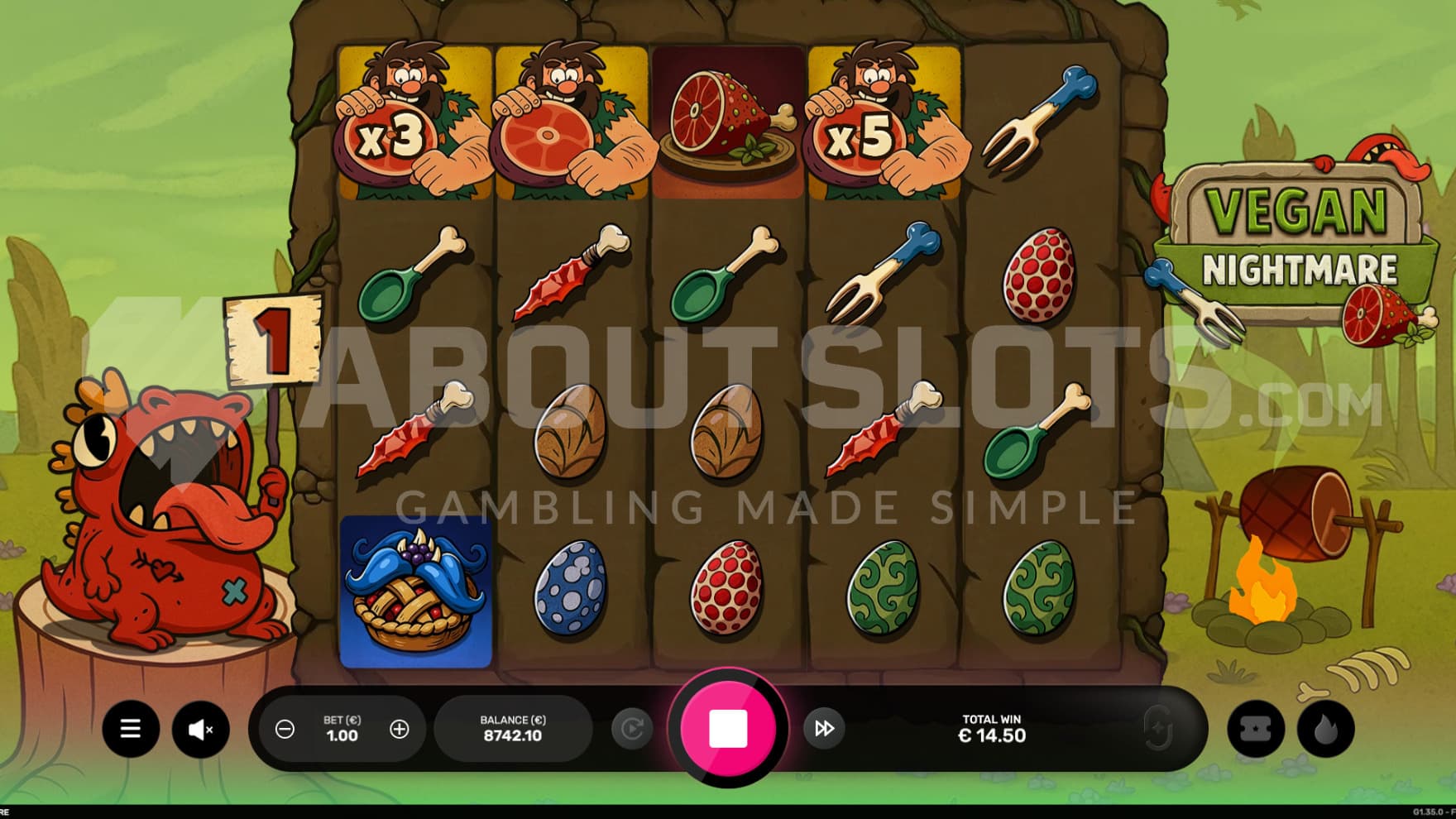 The Free Spins bonus game is set outside with sticky Wilds