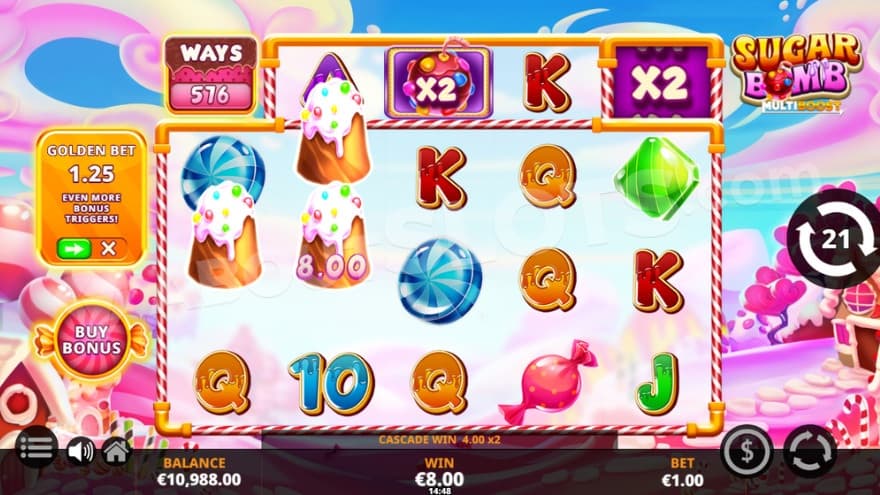 Bomb Wild symbol being present with a 2X multiplier.