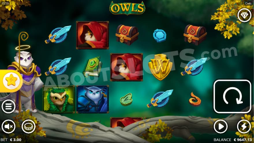 Base game with a giant owl to the left.