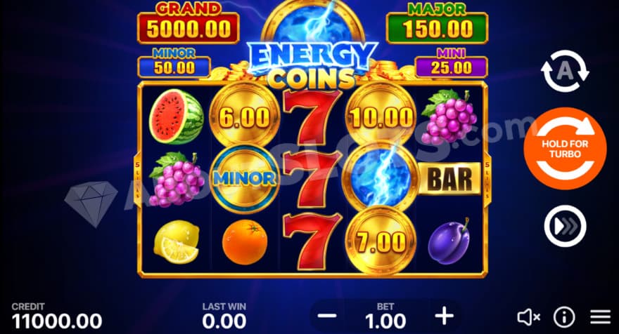 Base game where you can see Jackpots above the reels.