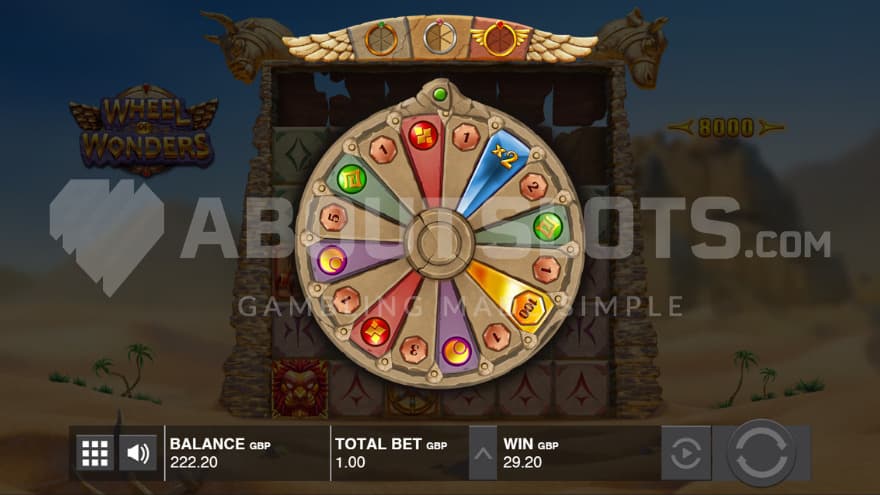 Ancient Wheel feature being active on the screen.