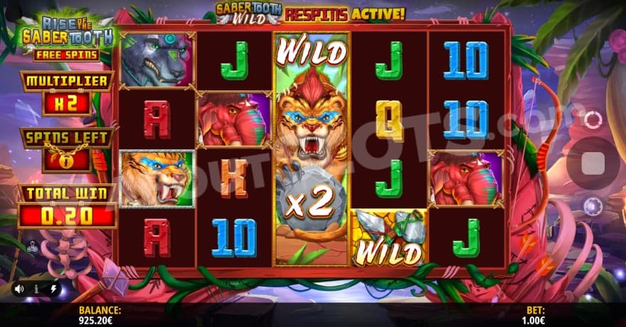 Fully expanded multiplier wild on the middle reel.