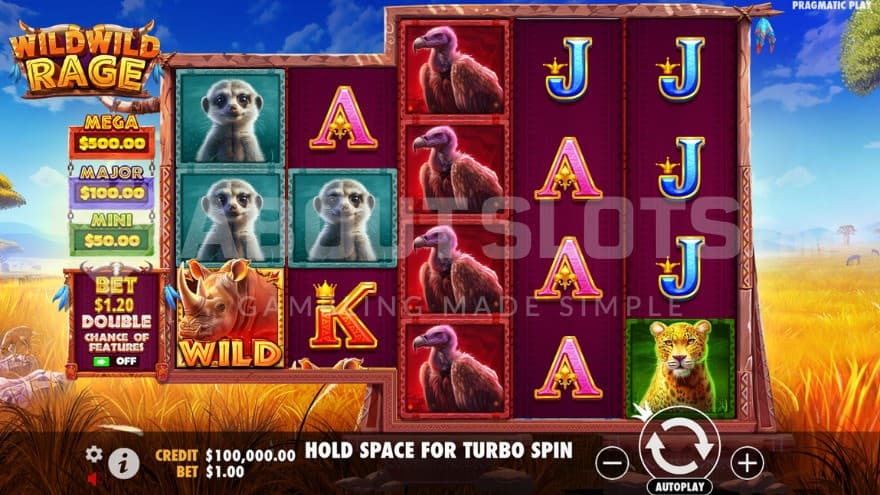 The base game set on a savannah with animals in the background