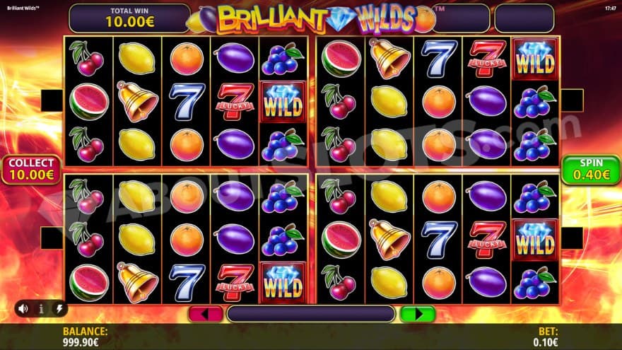 Hot Spins feature with four mini reel setups.