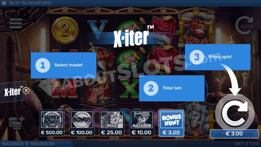 Bonus buy feature with five options to choose from.