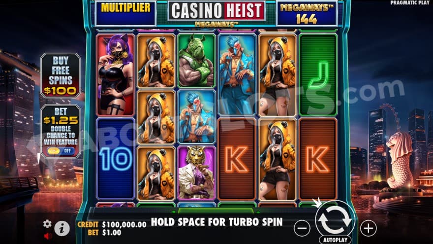 Base game with skyscrapers in the background.