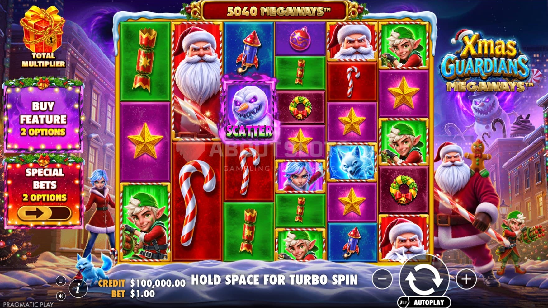 The reels are filled with christmas items and characters