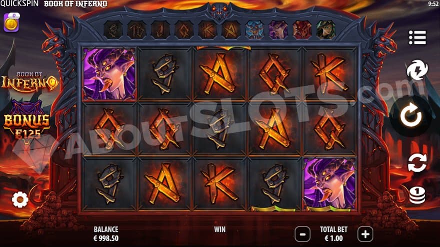 5 reels with 3 rows in a hell-like environment with lava running on the ground.