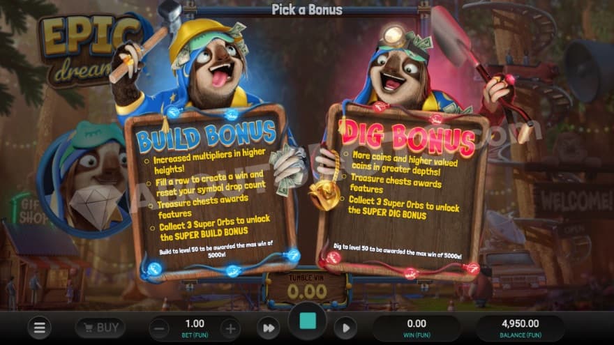 Pick a bonus with two alternatives to choose from.