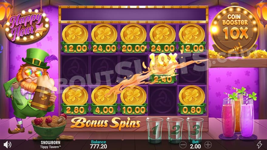 Ten out of 15 positions on the reels are covered with Coin Symbols. n