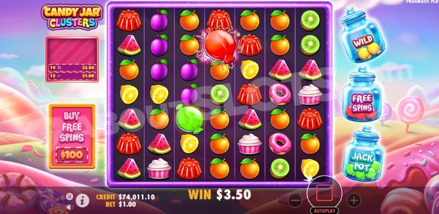 A screenshot of the bonus candy
