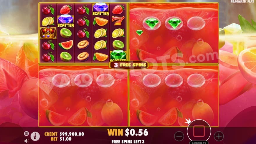 Free Spins feature with one active mini reel setup.