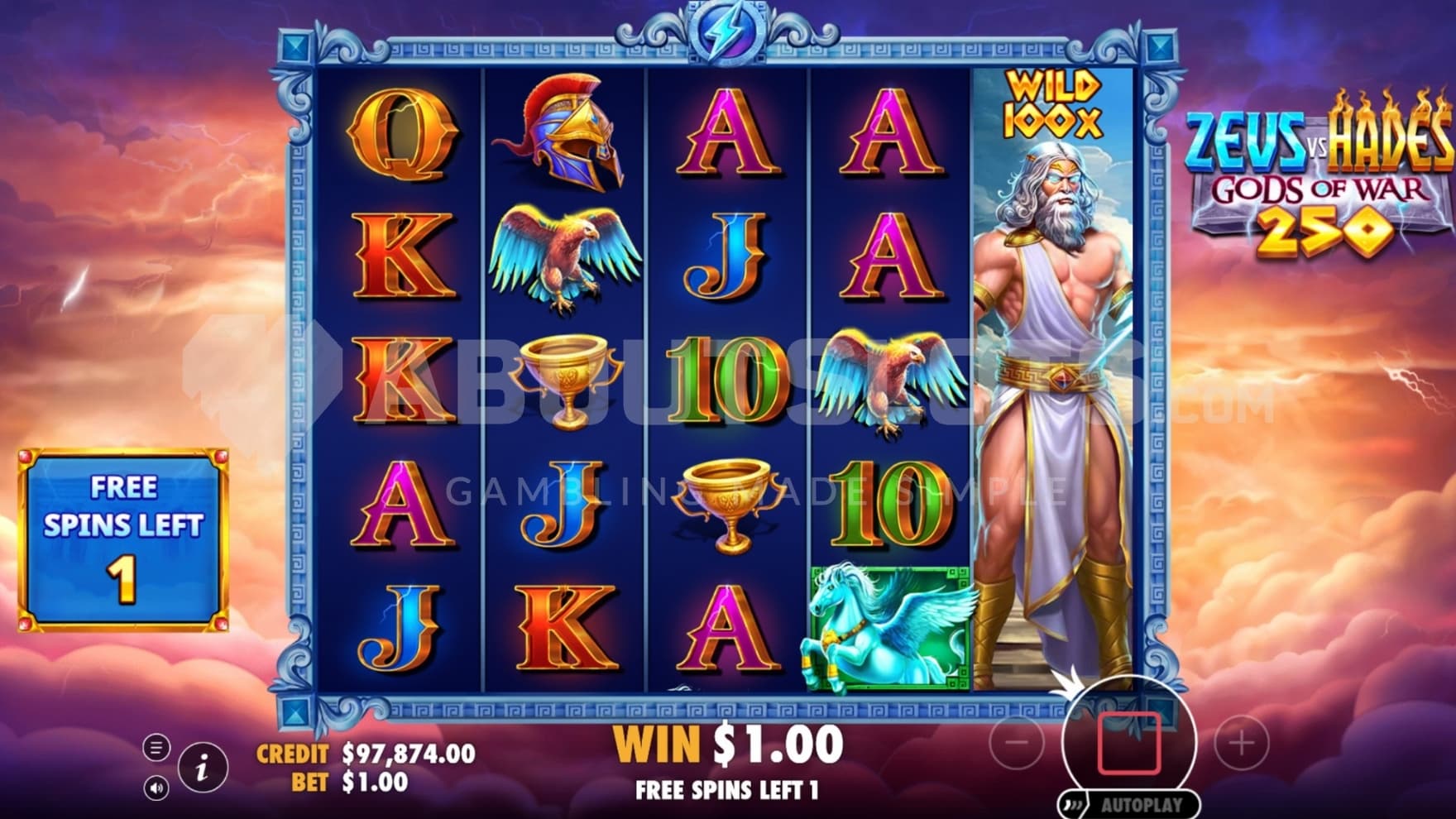 Free Spins played in Zeus mode