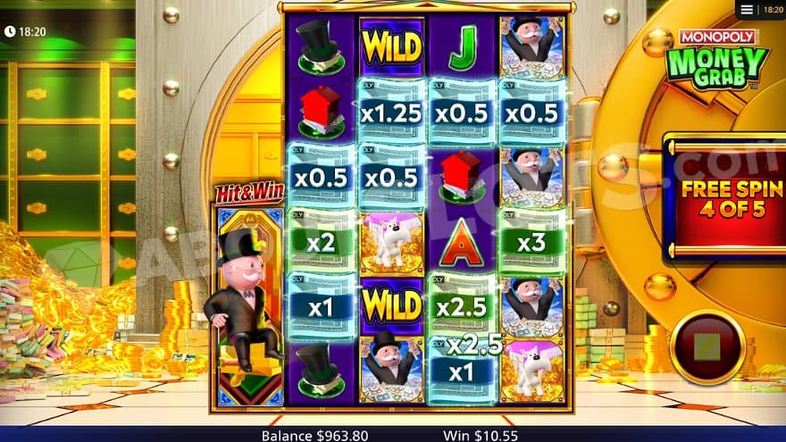 Reels 2-5 are expanded 6 rows high on a Hit & Win free spin.