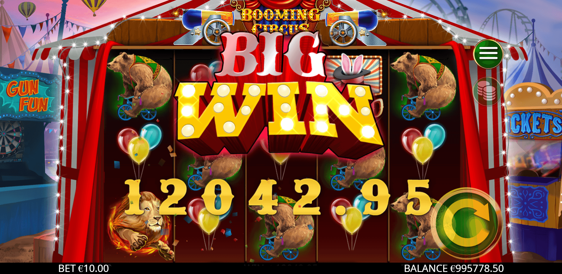 Booming Cirsuc Slot Gameplay