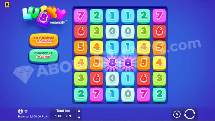 Base game where you can see colored symbols, showing various numbers.
