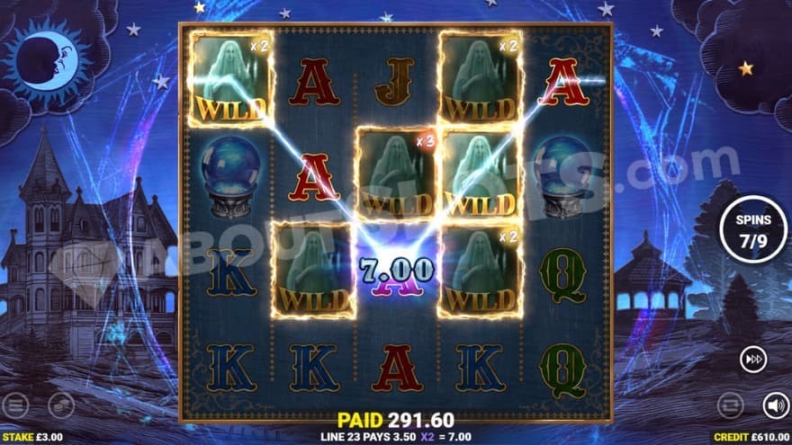 Super Free Spins feature with six wild symbols on the reels.