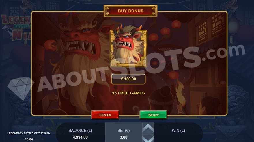 An offer of buying 15 free spins for €180.