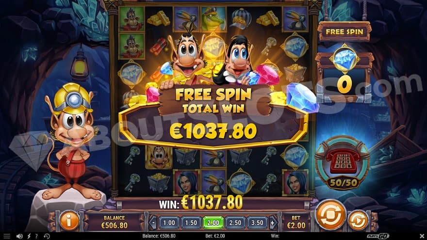 A win of €1,037.80 on a €2 bet.