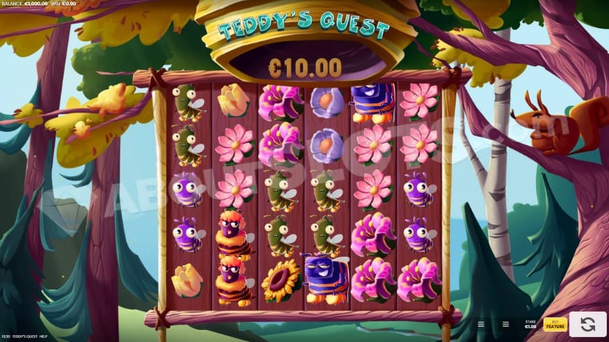 Base game where you can see a colorful forest in the background.