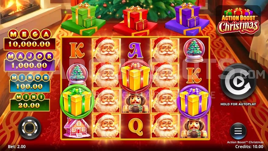 A casino slot with a Christmas theme.