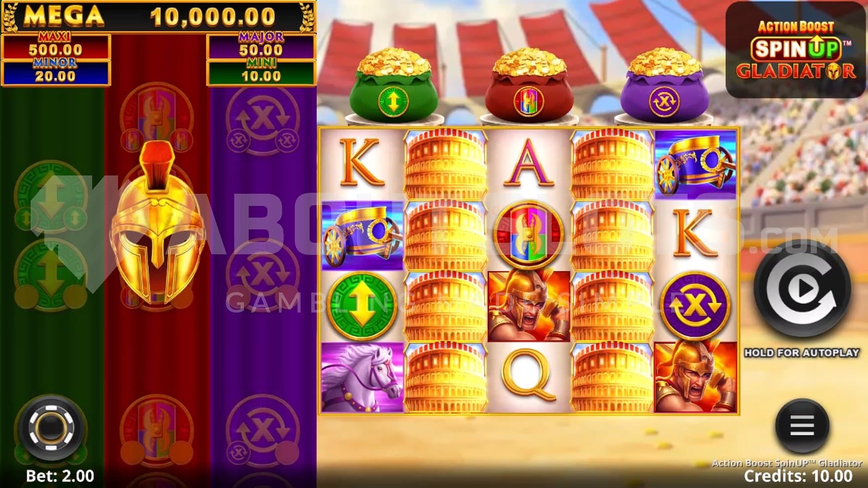 A casino slot in a Roman amphitheater.