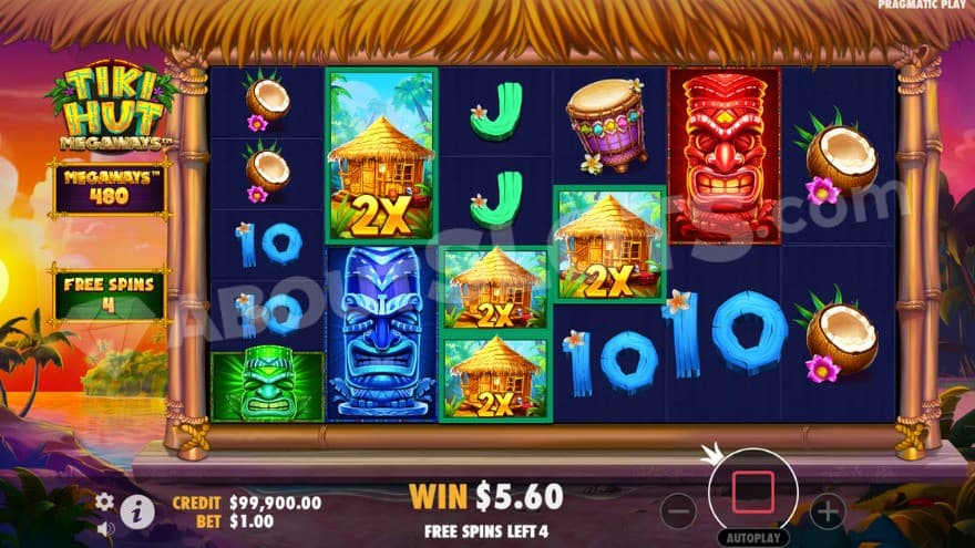 Sticky Wilds Bonus game with four sticky wilds on the reels.